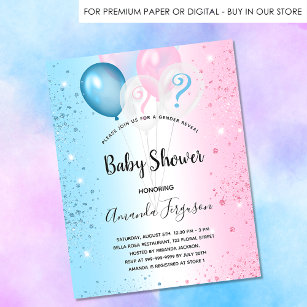 Gender reveal baby shower pink blue boy girl invitation postcard
