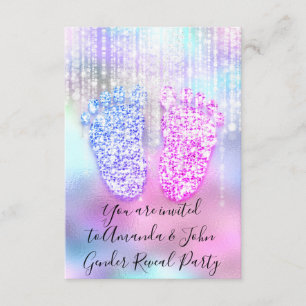 Gender Reveal Baby Shower Pink Blue Cute Feet Invitation