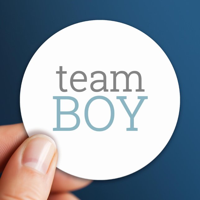 Gender Reveal Baby Shower - Team Blue Boy Classic Round Sticker (Custom Sticker)
