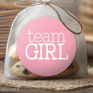 Gender Reveal Baby Shower - Team Pink Girl Classic Round Sticker