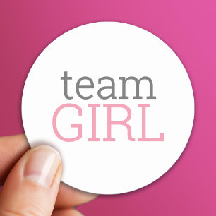 Gender Reveal Baby Shower - Team Pink Girl Classic Round Sticker