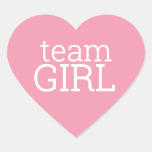 Gender Reveal Baby Shower - Team Pink Girl Heart Sticker