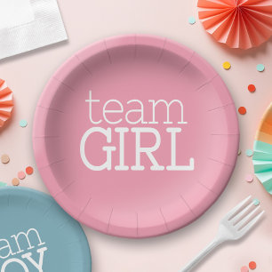 Gender Reveal Baby Shower - Team Pink Girl Paper Plate