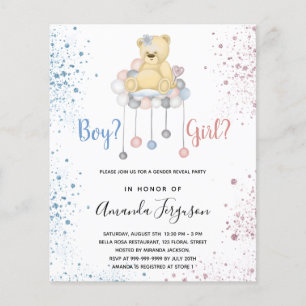 Gender reveal baby shower teddy bear blue pink