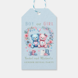 Gender reveal baby shower Teddy Bear blue pink 3 - Gift Tags