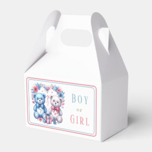 Gender reveal baby shower Teddy Bear blue pink 4 - Favour Box