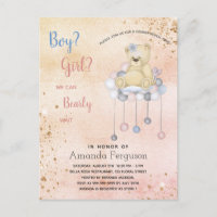 Gender reveal baby shower teddy bear boy girl