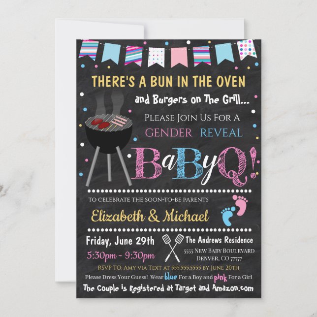 Gender Reveal BabyQ Invitation (Front)