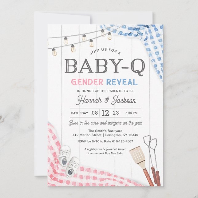 Gender Reveal BabyQ Invitation (Front)