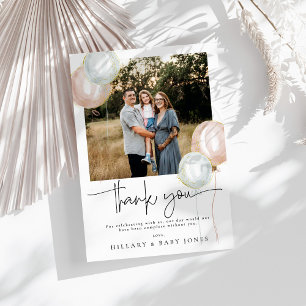 Gender Reveal Balloon Baby Shower Thank you card