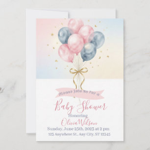 Gender Reveal Balloons Invitation 