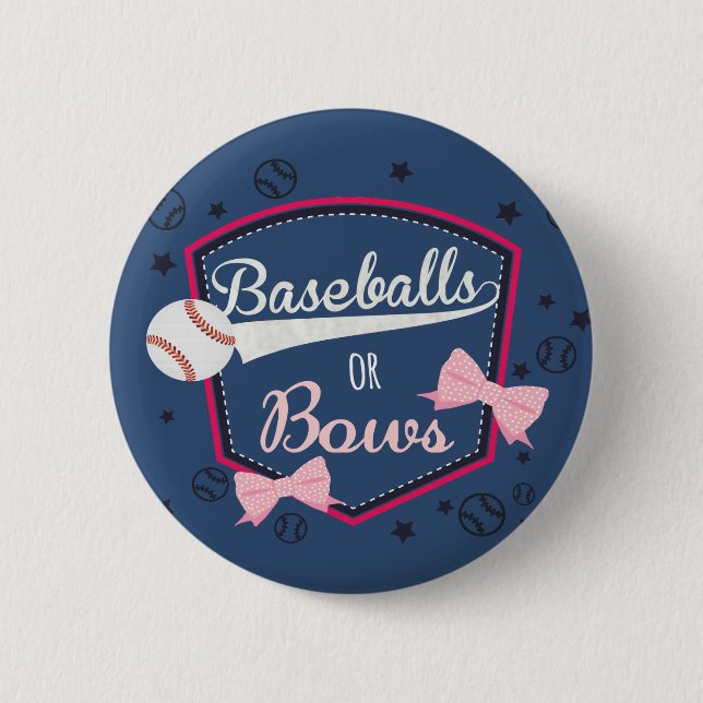 Gender reveal - Baseballs or Bows 6 Cm Round Badge (Front)