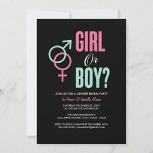Gender Reveal Black Party Invite