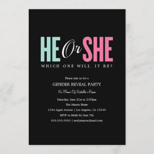 Gender Reveal - Black Party Invite