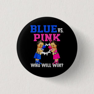 Gender Reveal Blue vs Pink Ethnic Boxing Babies Bo 3 Cm Round Badge
