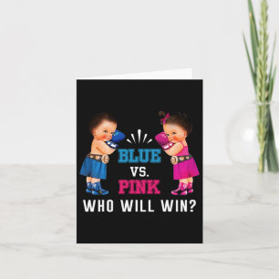 Gender Reveal Blue Vs Pink Ethnic Boxing Babies Card