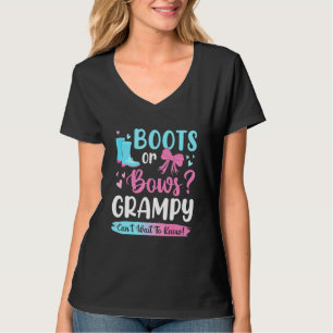 Gender Reveal Boots Or Bows Grampy Matching Baby P T-Shirt