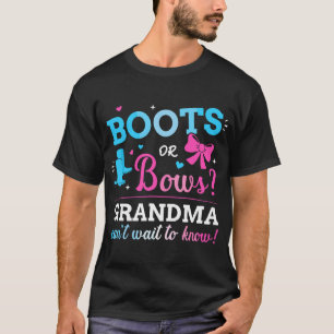 Gender reveal boots or bows grandma matching baby  T-Shirt