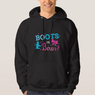 Gender reveal boots or bows matching baby party hoodie
