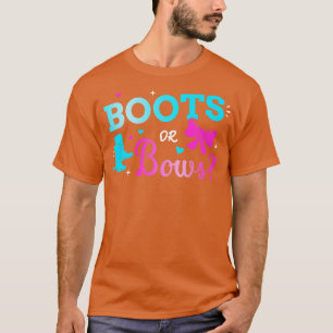 Gender reveal boots or bows matching baby party T-Shirt