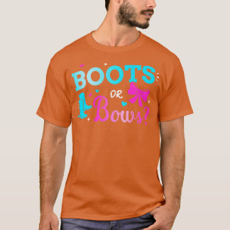 Gender reveal boots or bows matching baby party T-Shirt