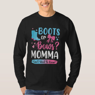 Gender Reveal Boots Or Bows Momma Matching Baby Pa T-Shirt