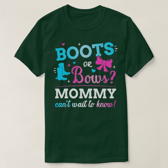 Gender reveal boots or bows mommy matching baby pa T-Shirt (Design Front)