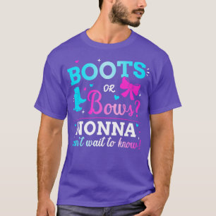Gender reveal boots or bows nonna matching baby pa T-Shirt