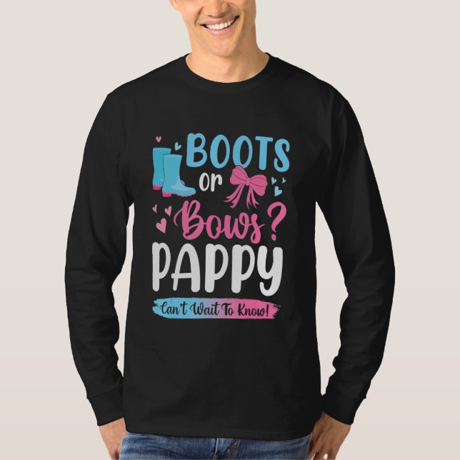 Gender Reveal Boots Or Bows Pappy Matching Baby Pa T-Shirt (Front)