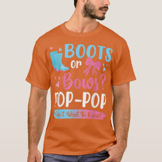 Gender reveal boots or bows Pop Pop matching baby  T-Shirt