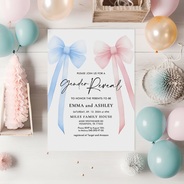 Gender Reveal Bow Invitation (Creator Uploaded)