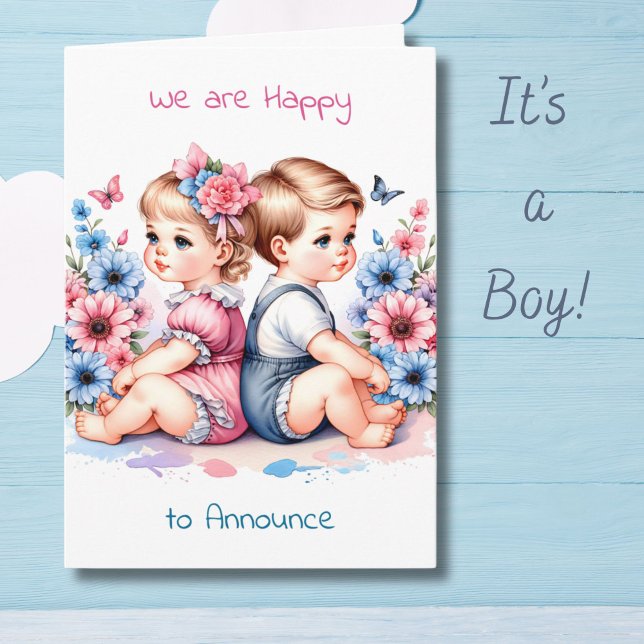 Gender Reveal | Boy or Girl, It's a Boy! Card (Creator Uploaded)