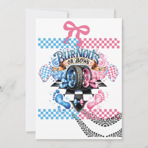 Gender Reveal Boy or Girl Party Cars Bows Invitation