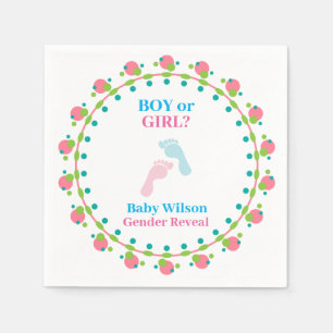 Gender Reveal Boy or Girl Pink Blue Napkin