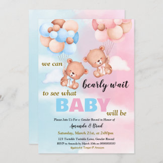 Gender Reveal Boy or girl Pink or Blue Party Invitation