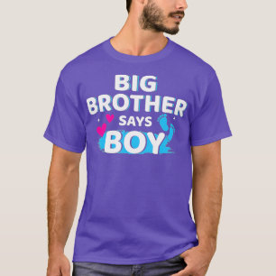 Gender reveal brother says boy matching baby party T-Shirt