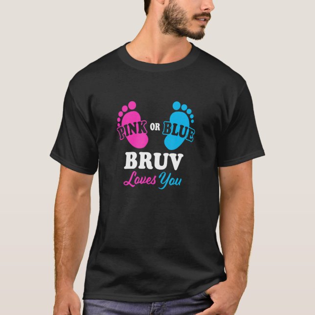 Gender Reveal Bruv Baby Shower Brother T-Shirt (Front)