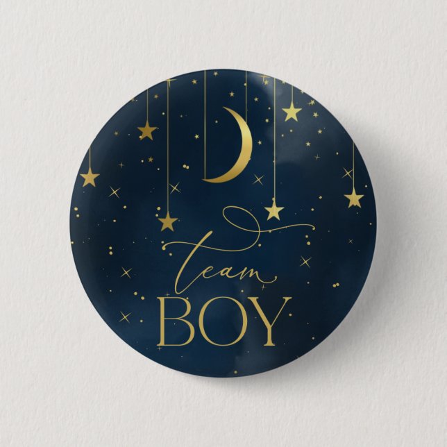 Gender Reveal Button, Team Boy Navy  Blue Button (Front)