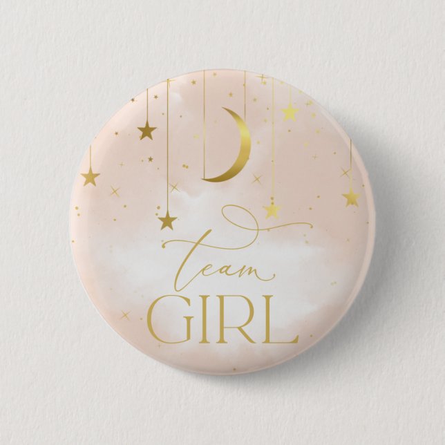 Gender Reveal Button, Team Girl Blush Pink Button (Front)