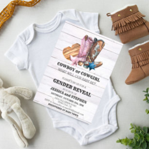 Gender Reveal  Cowboy or Cowgirl Boots Invitation