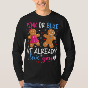 Gender Reveal Cute Gingerbread Funny Pink Or Blue T-Shirt