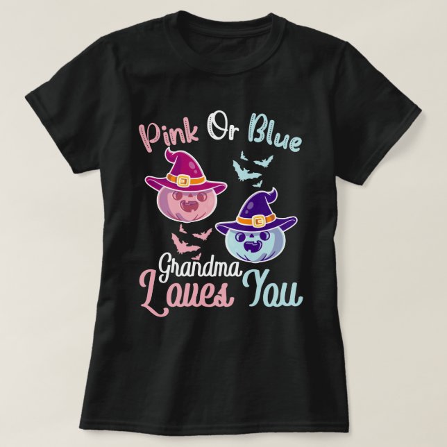 Gender Reveal Fall Halloween Theme Grandma- Pumpki T-Shirt (Design Front)