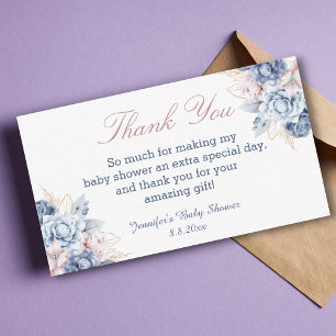 gender reveal floral thank you baby shower card