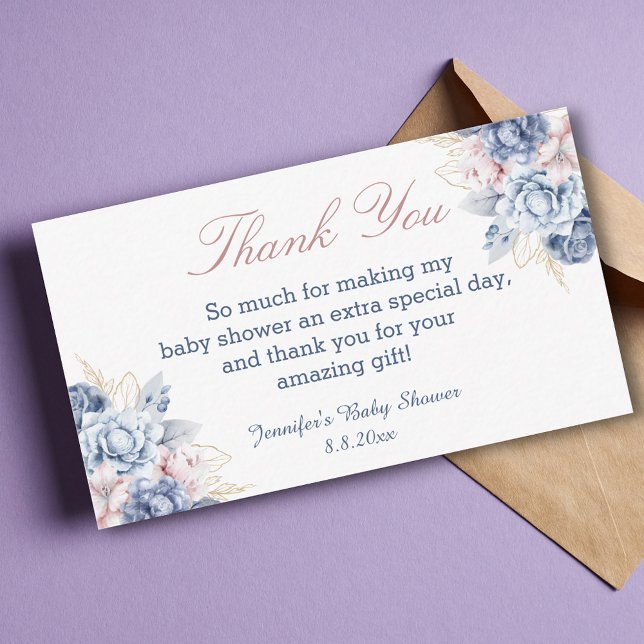 gender reveal floral thank you baby shower  card (Creator Uploaded)