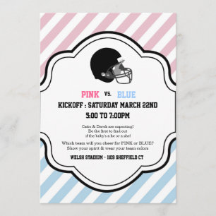 Gender Reveal Football Baby Shower boy girl pink Invitation