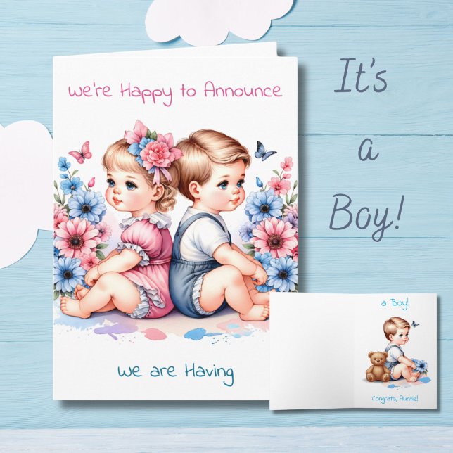 Gender Reveal for an Aunt | We're Having a Boy! Card (Creator Uploaded)