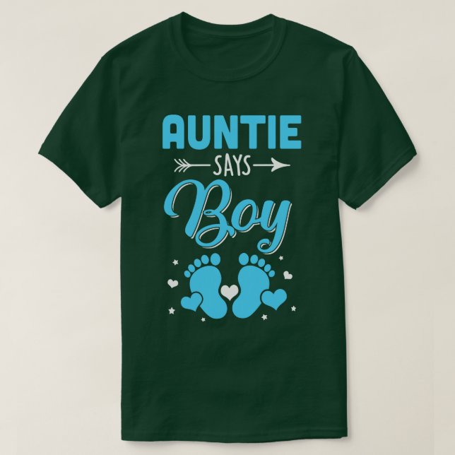 Gender Reveal For Auntie Says Boy Matching Family  T-Shirt (Design Front)