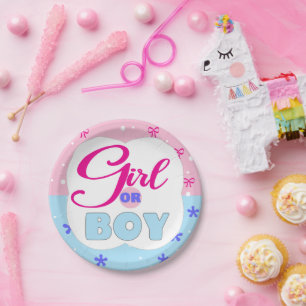Gender Reveal Girl or Boy Paper Plate