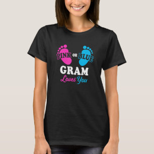 Gender Reveal Gram Baby Shower Grandma T-Shirt