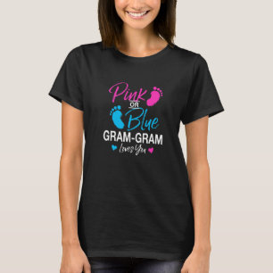 Gender Reveal Gram gram Baby Shower Grandma T-Shirt